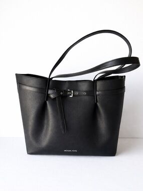 Michael Kors Emilia Large Black Pebbled Leather Tote Bag NWOT